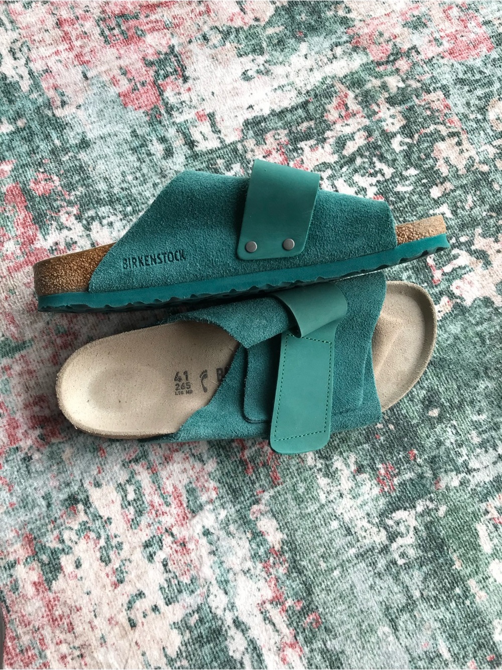 Birkenstock Teal Kyoto Two-Strap Slide Sandals